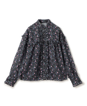 ラメカットジャカード カラーフリルブラウス