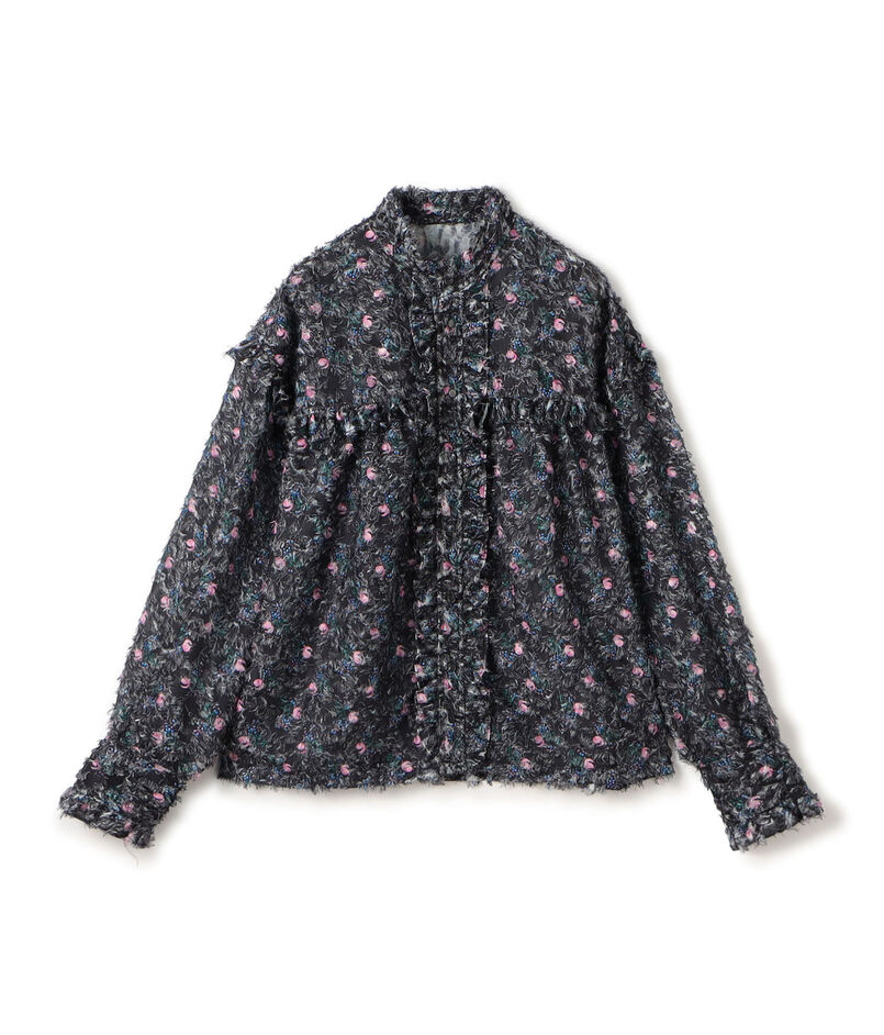 ラメカットジャカード カラーフリルブラウス