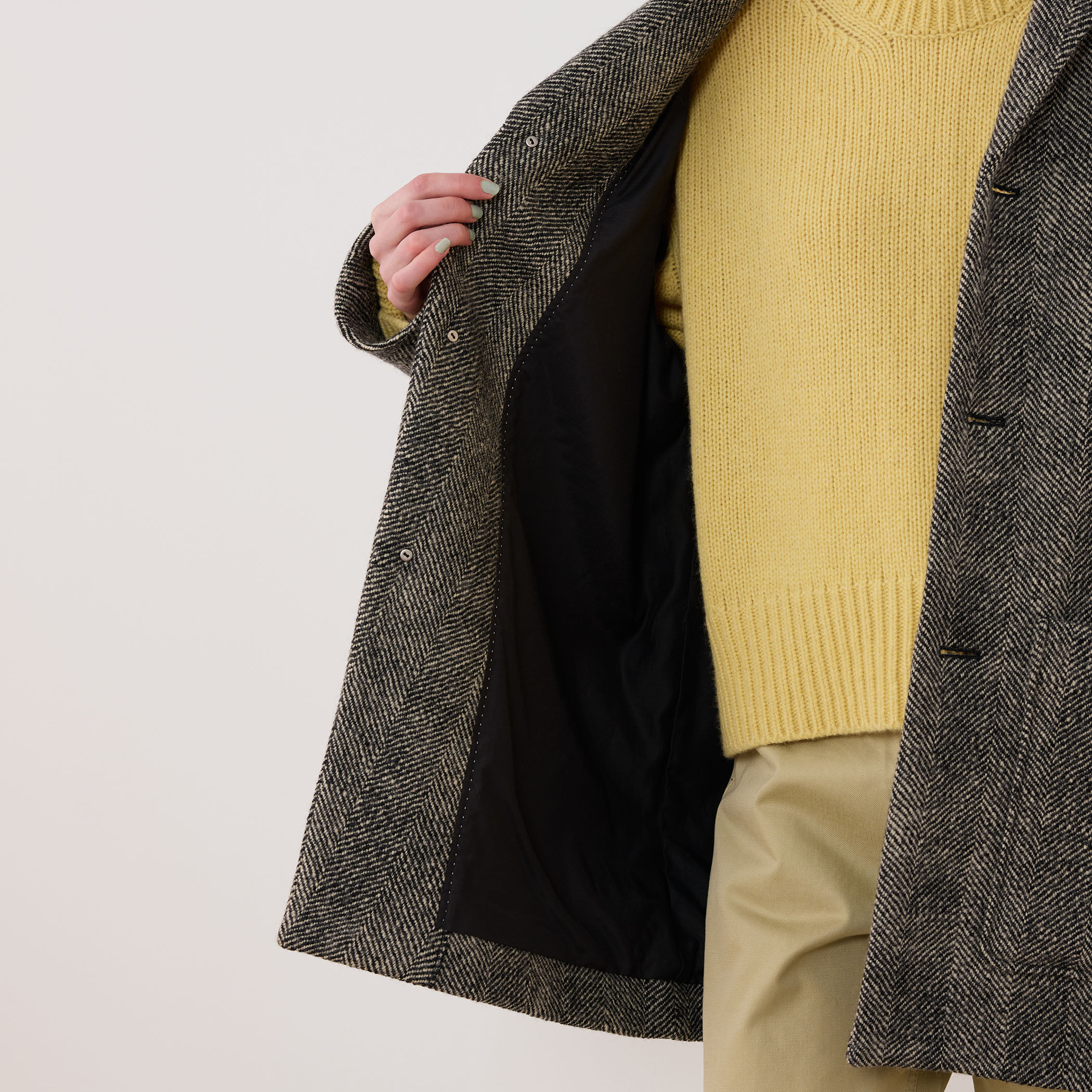 ワイドヘリンボーン ドルマンスリーブジャケットコート