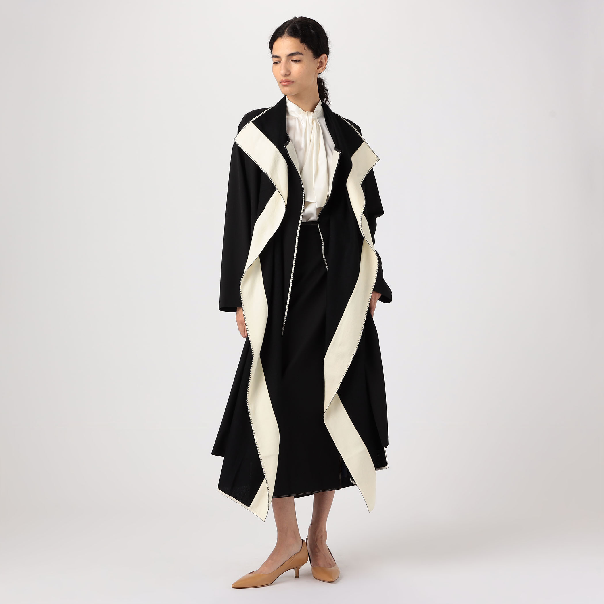 ETRO パターン入り ブラック・ホワイト ジャンパー TORNADO MART∴バイカラーアシメZIPフーディ / TORNADO MART