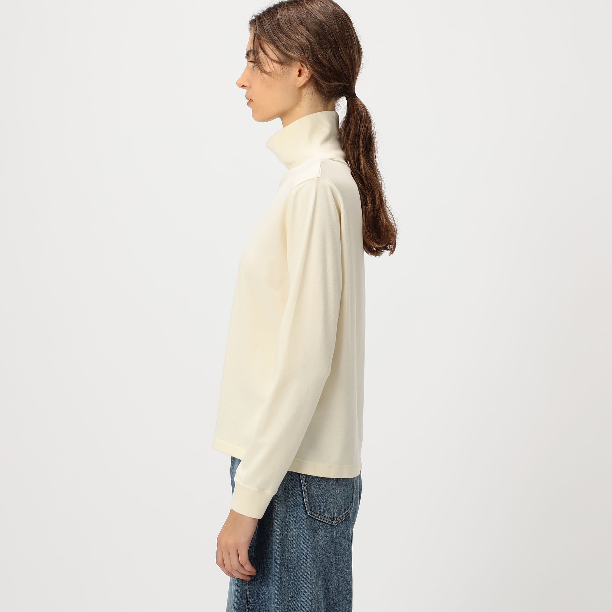 ririページcccmalieコットンカシミヤレースクルーネック長袖ニット コットンカシミヤジャージー ハイネックプルオーバー