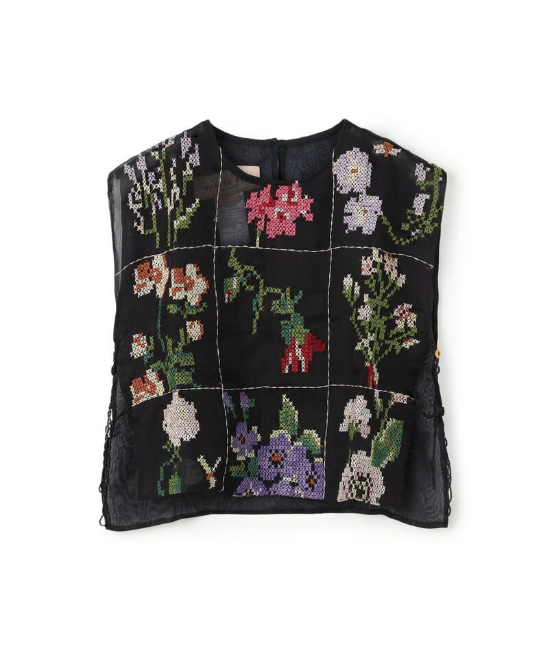ODE TO ODD THOUSAND BUD BIB シルク エンブロイダリーブラウス