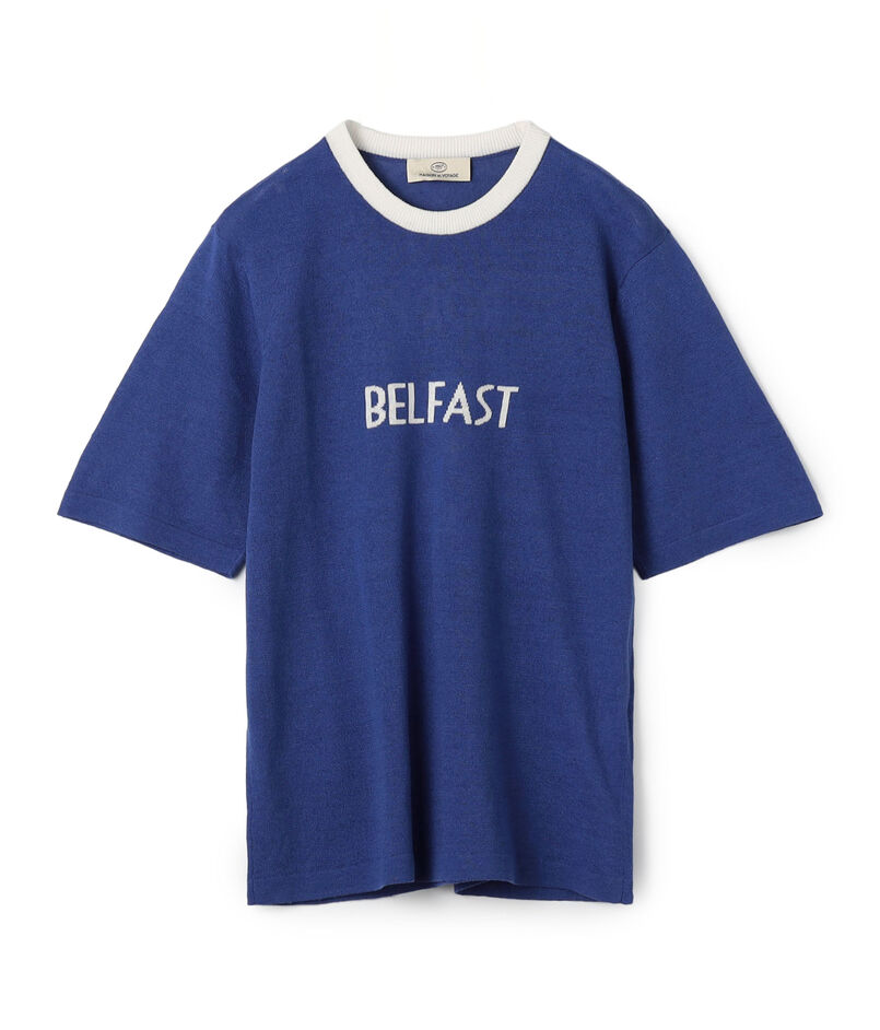 14ゲージ インターシャ クルーネックプルオーバー ニットTシャツ