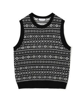 ウールカシミヤ フェアアイル クルーネックプルオーバー ニットベスト