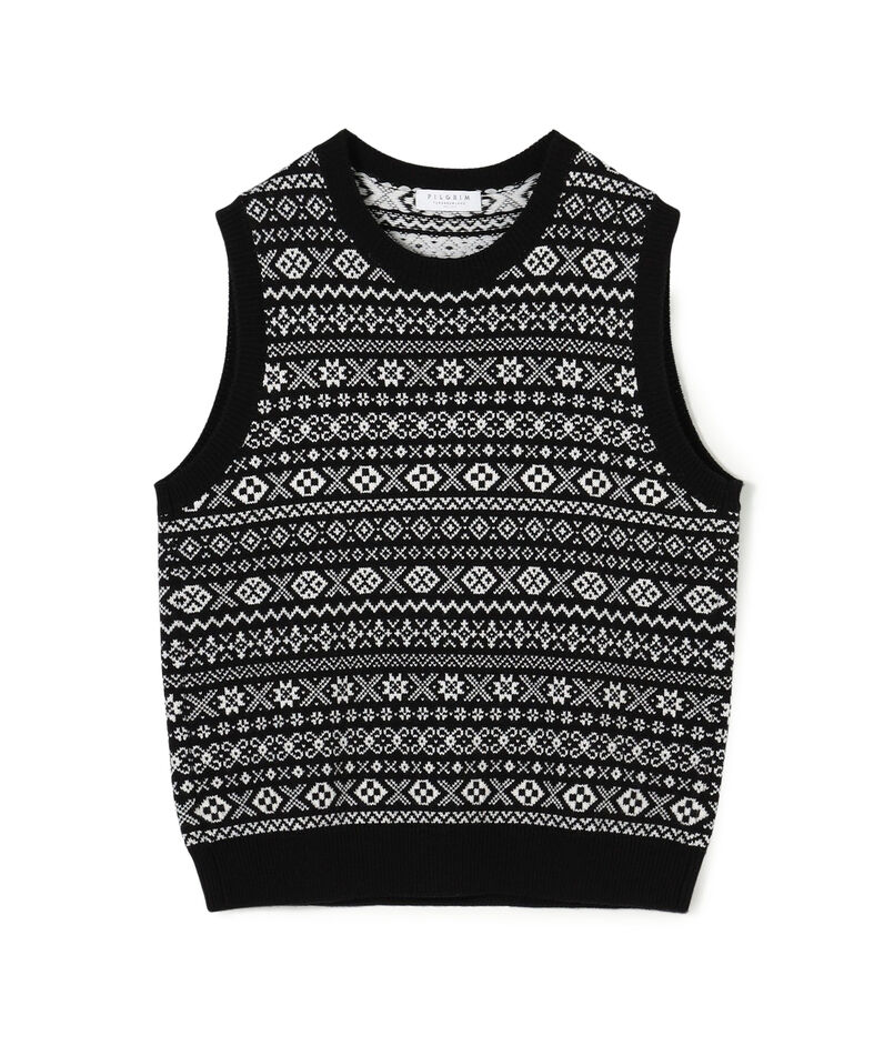 ウールカシミヤ フェアアイル クルーネックプルオーバー ニットベスト