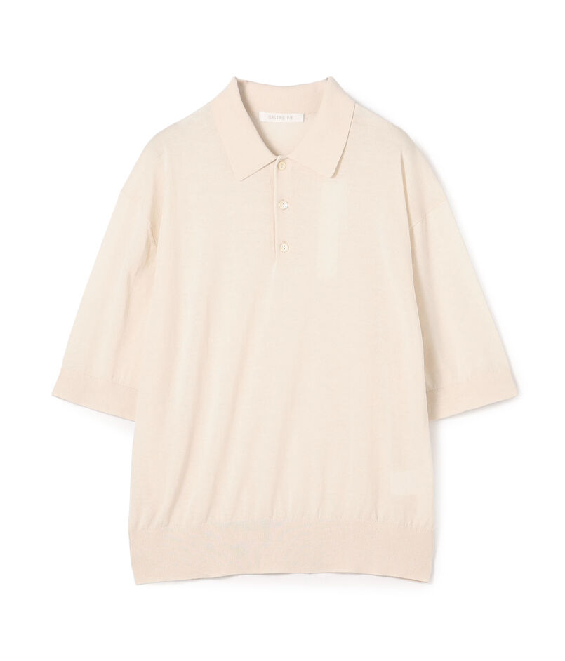 クレープコットン ポロカラープルオーバー