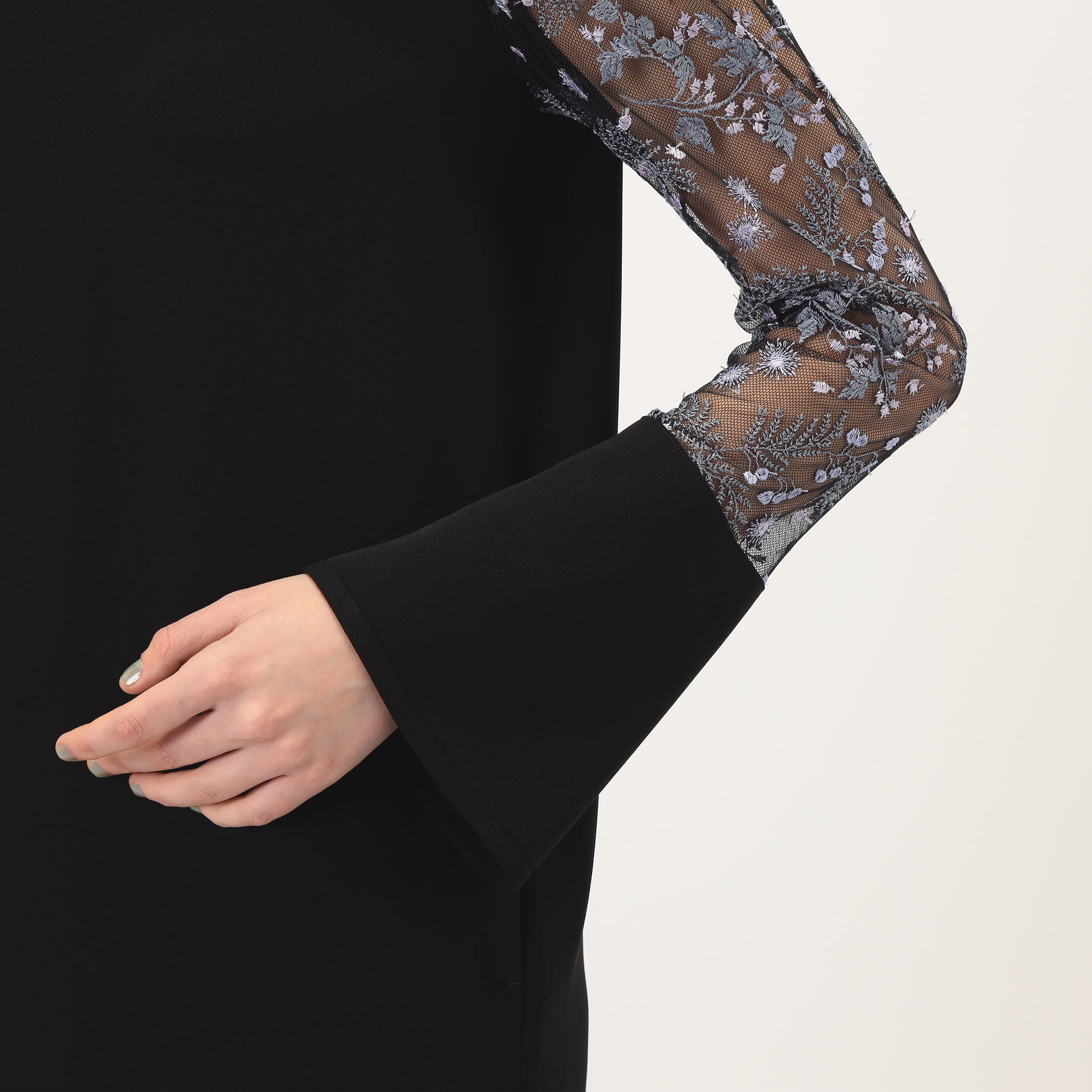 Mame Kurogouchi Tulle Lace Sleeve Classic Dress チュールレース
