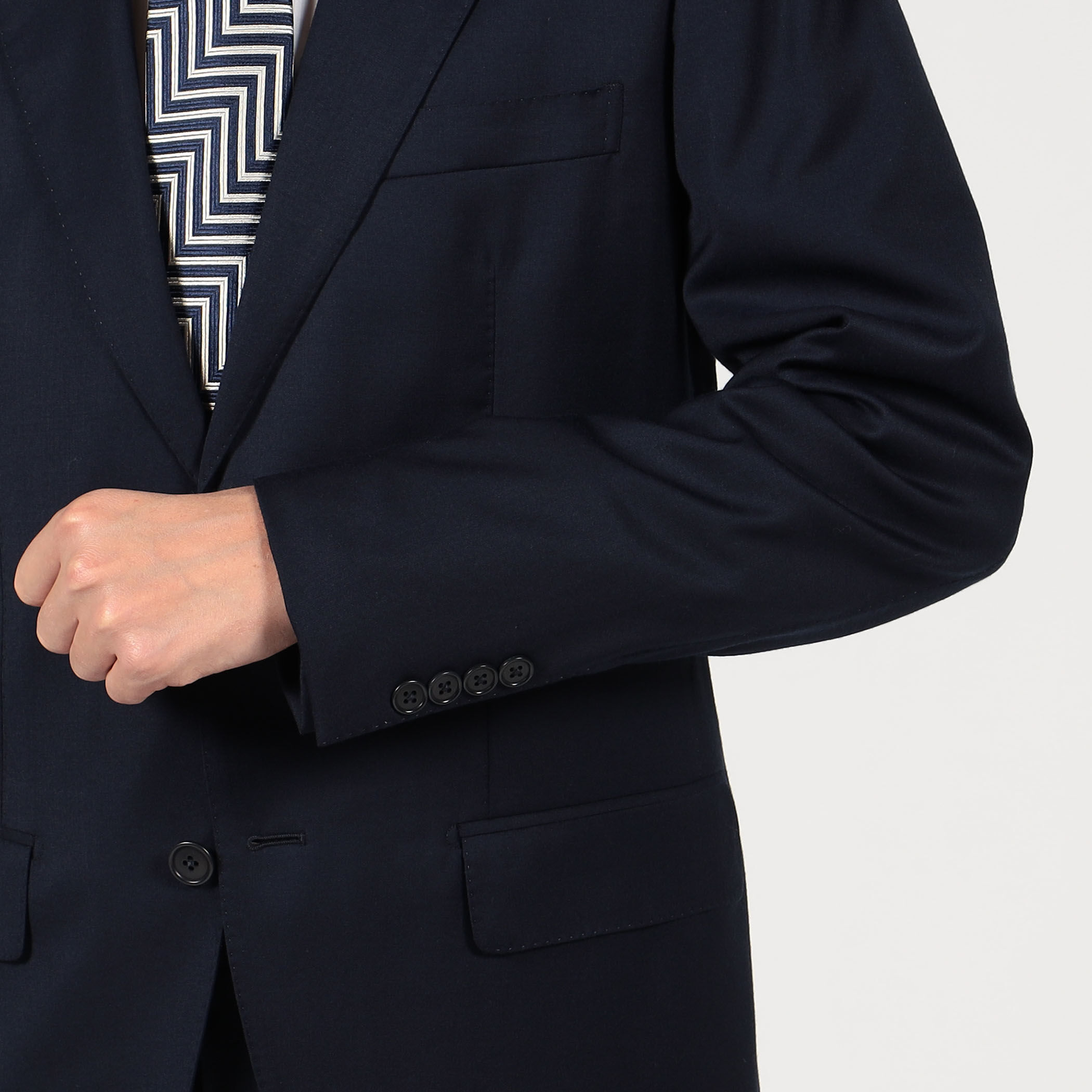 トゥモローランド　48サイズ ネイビー シングルブレスト スーツジャケット ストレッチサキソニー シングルブレステッド2Bジャケット