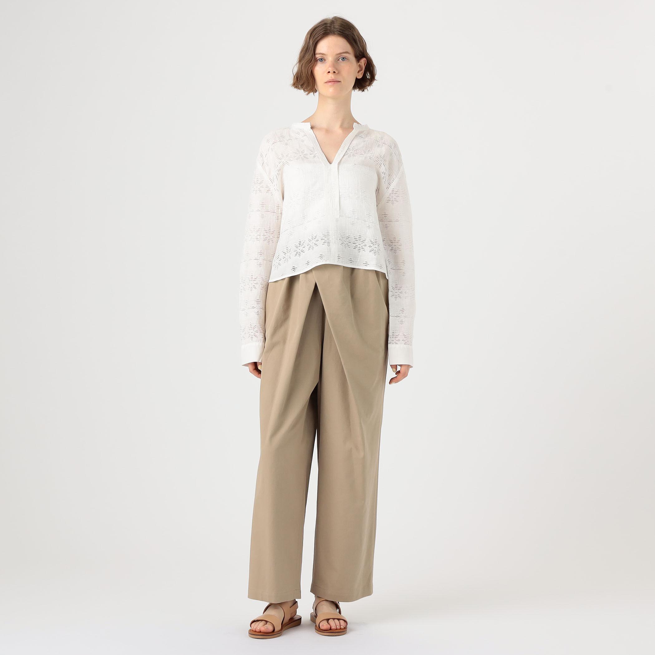 ノンマーセライズドコットン アシンメトリーパンツ｜トゥモローランド