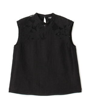 フィグリーフエンブロイダリー スタンドネックブラウス