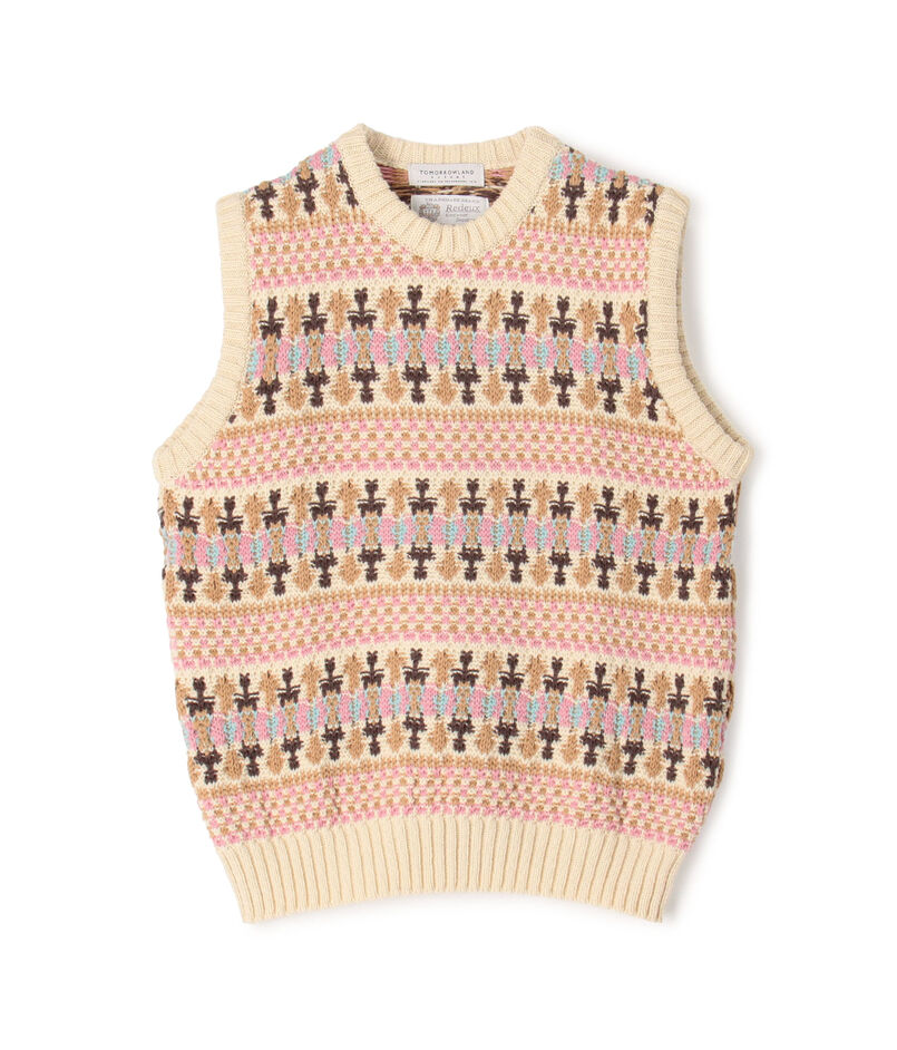 【別注】Redeux メリノウールフェアアイル柄 クルーネックニットベスト