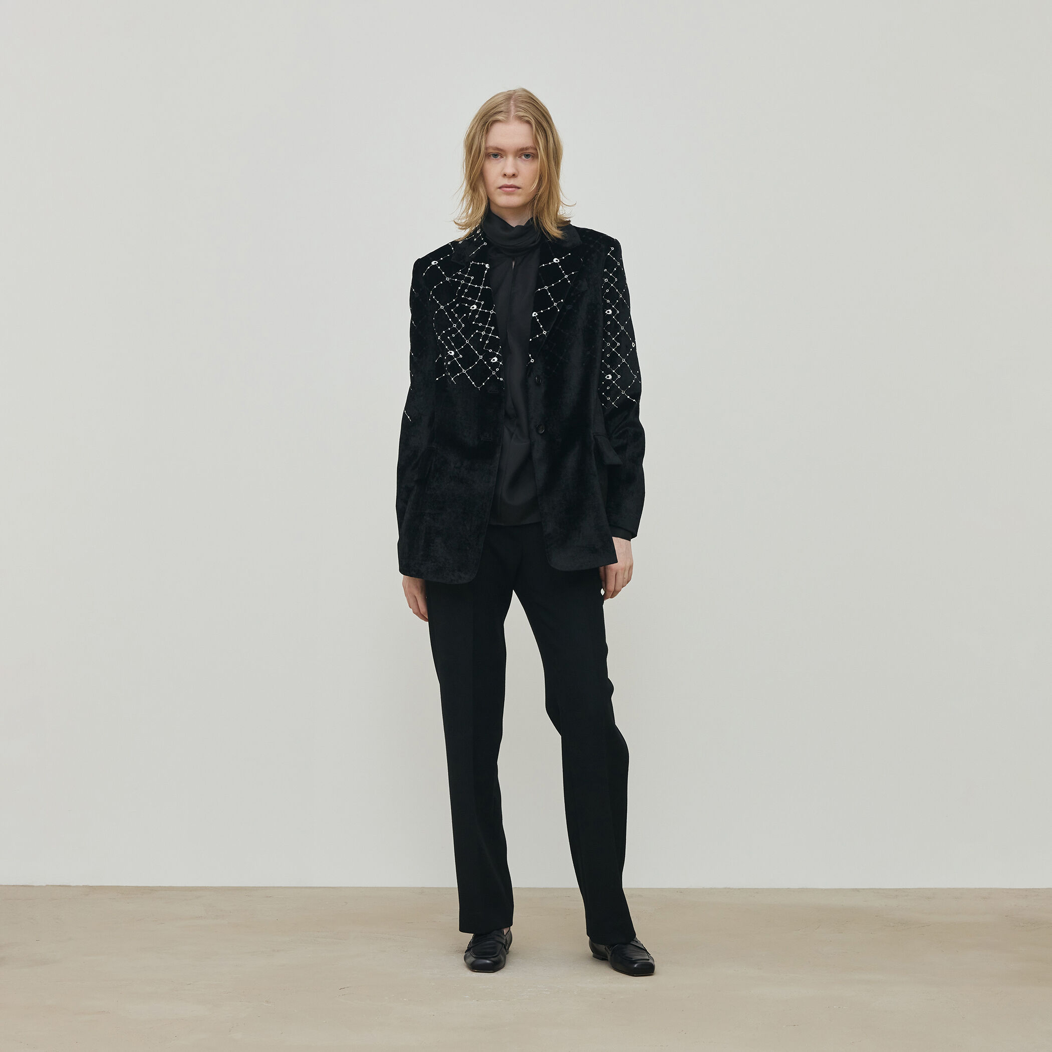 ダイアモンドゲージエンブロイダリー ピークドラペルジャケット