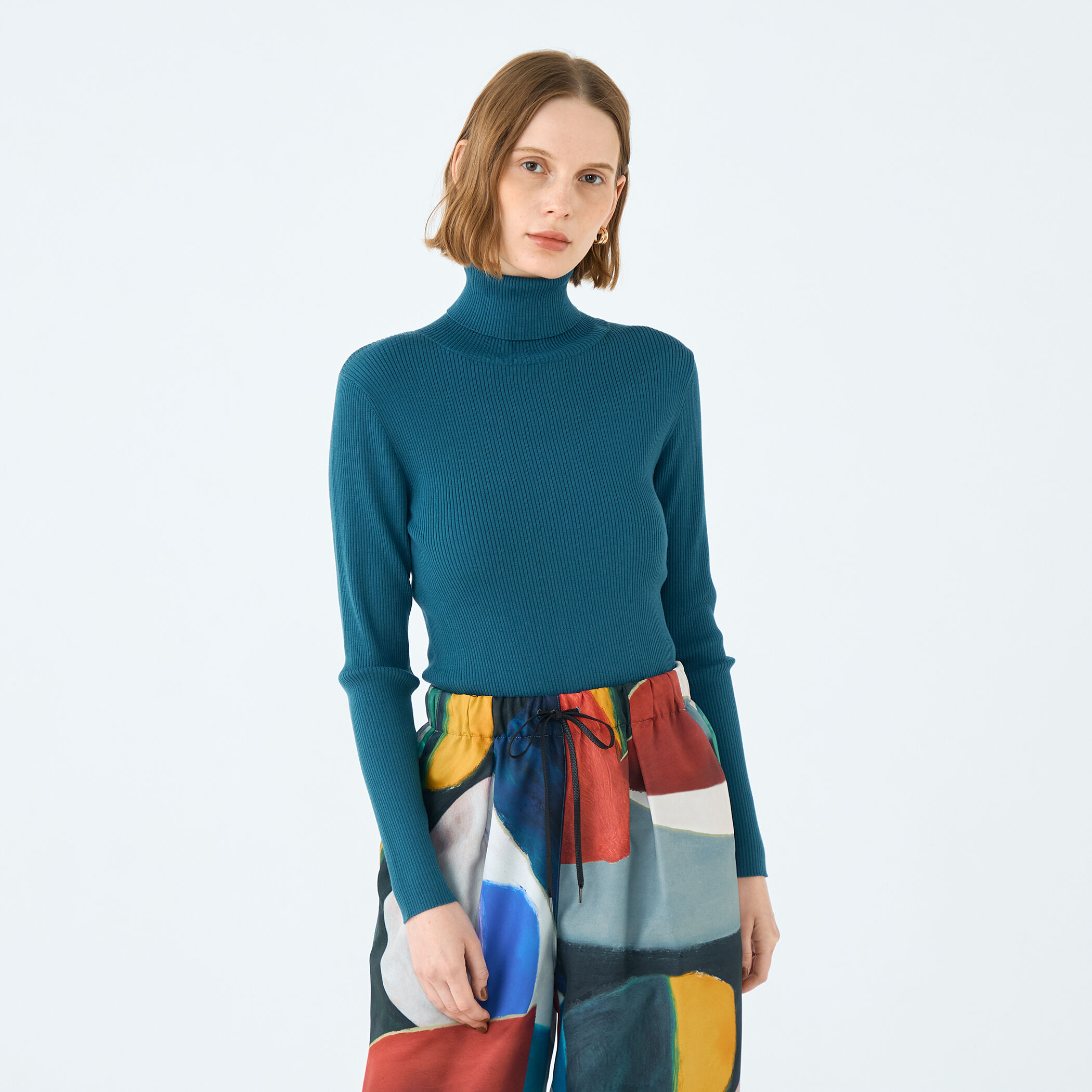 スーパーエクストラファインウールリブ タートルネックプルオーバー