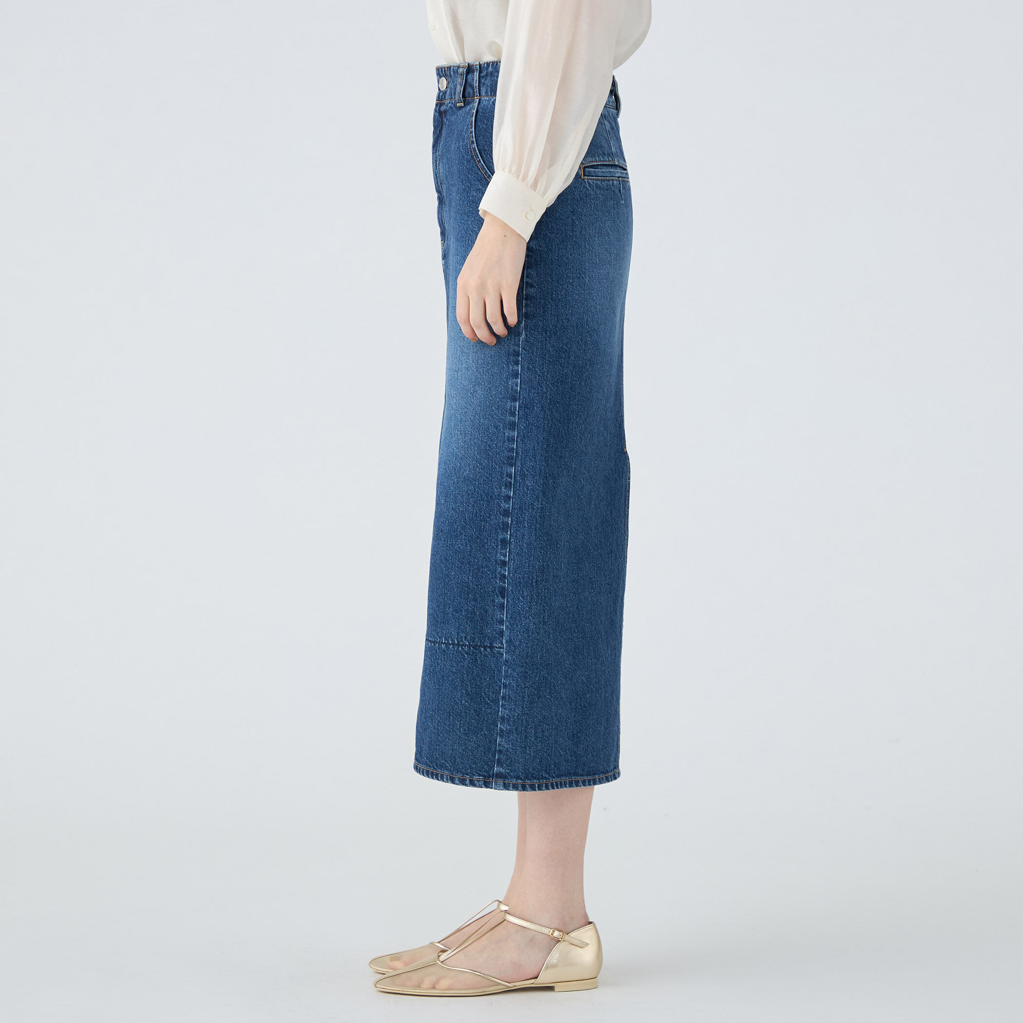 コットンデニム Iラインロングスカート｜トゥモローランド 公式通販