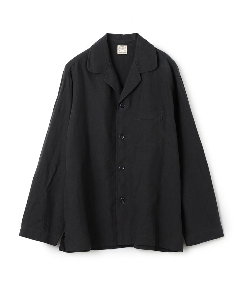 80リネン パジャマカラー オーバーシャツ