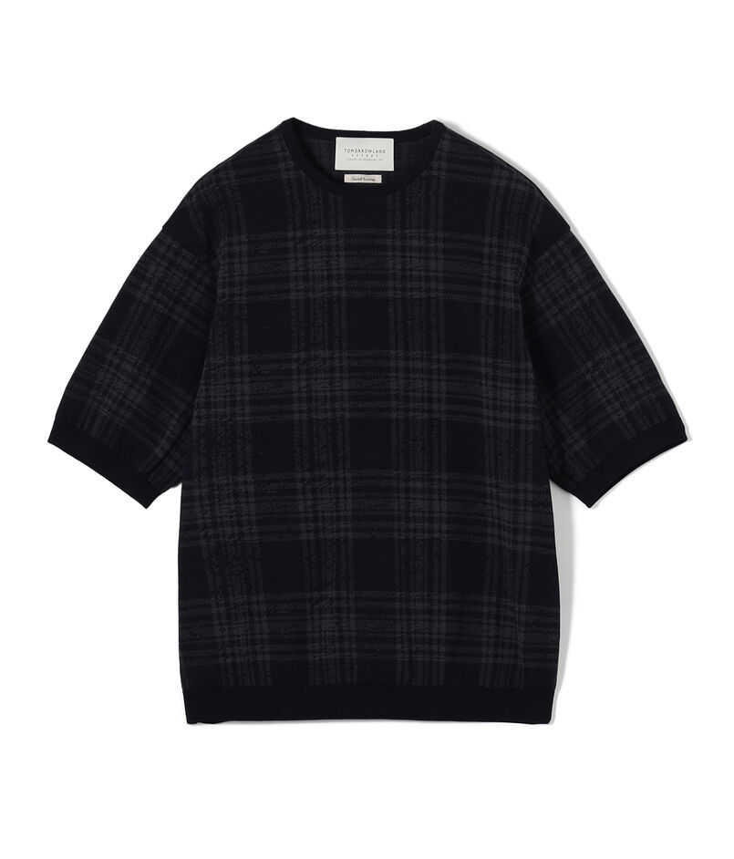 TOMORROWLAND tricot チェック柄 コットンハーフスリーブ ニット