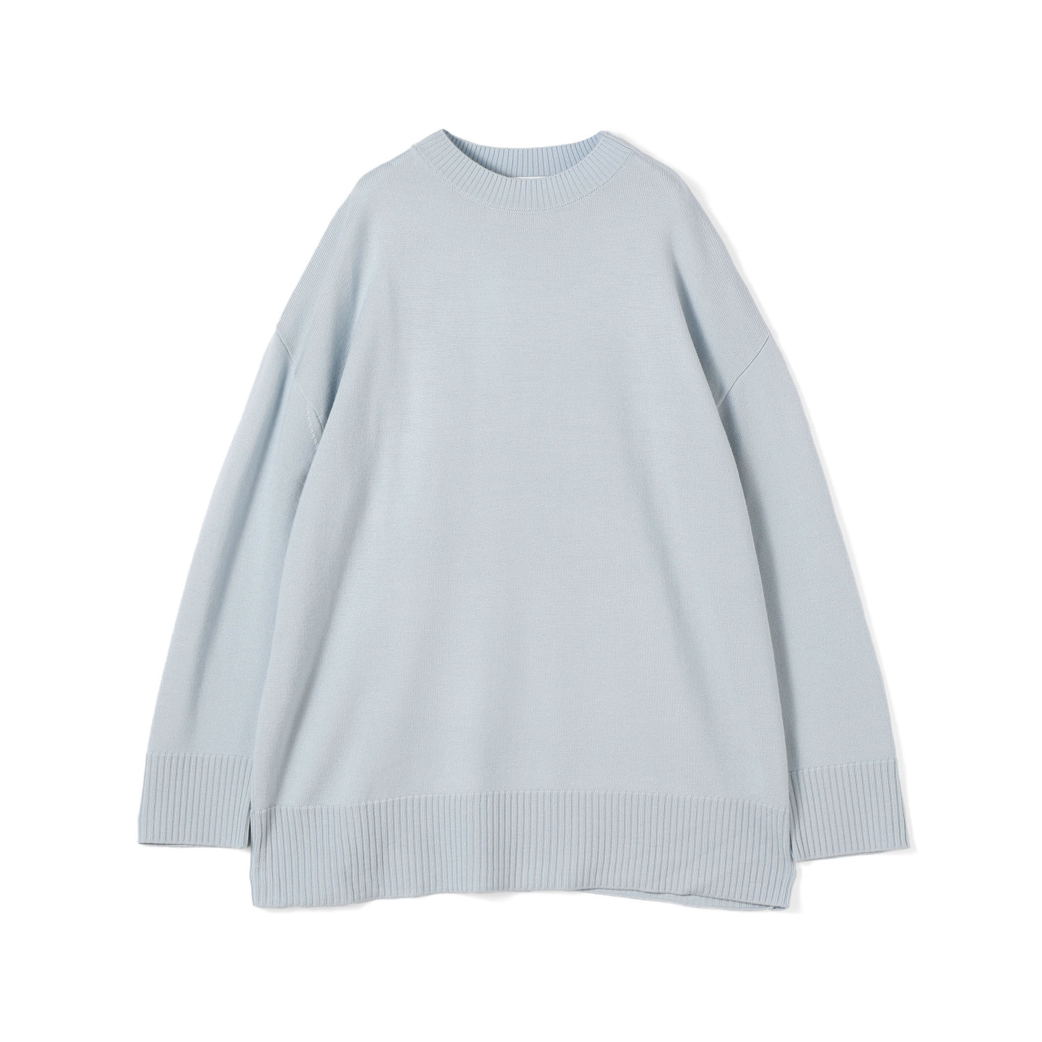 45R ウール クルーネックニット プルオーバー 現行タグ グレー 長袖 ウールカシミヤ 市松柄クルーネックニット（0734KE05