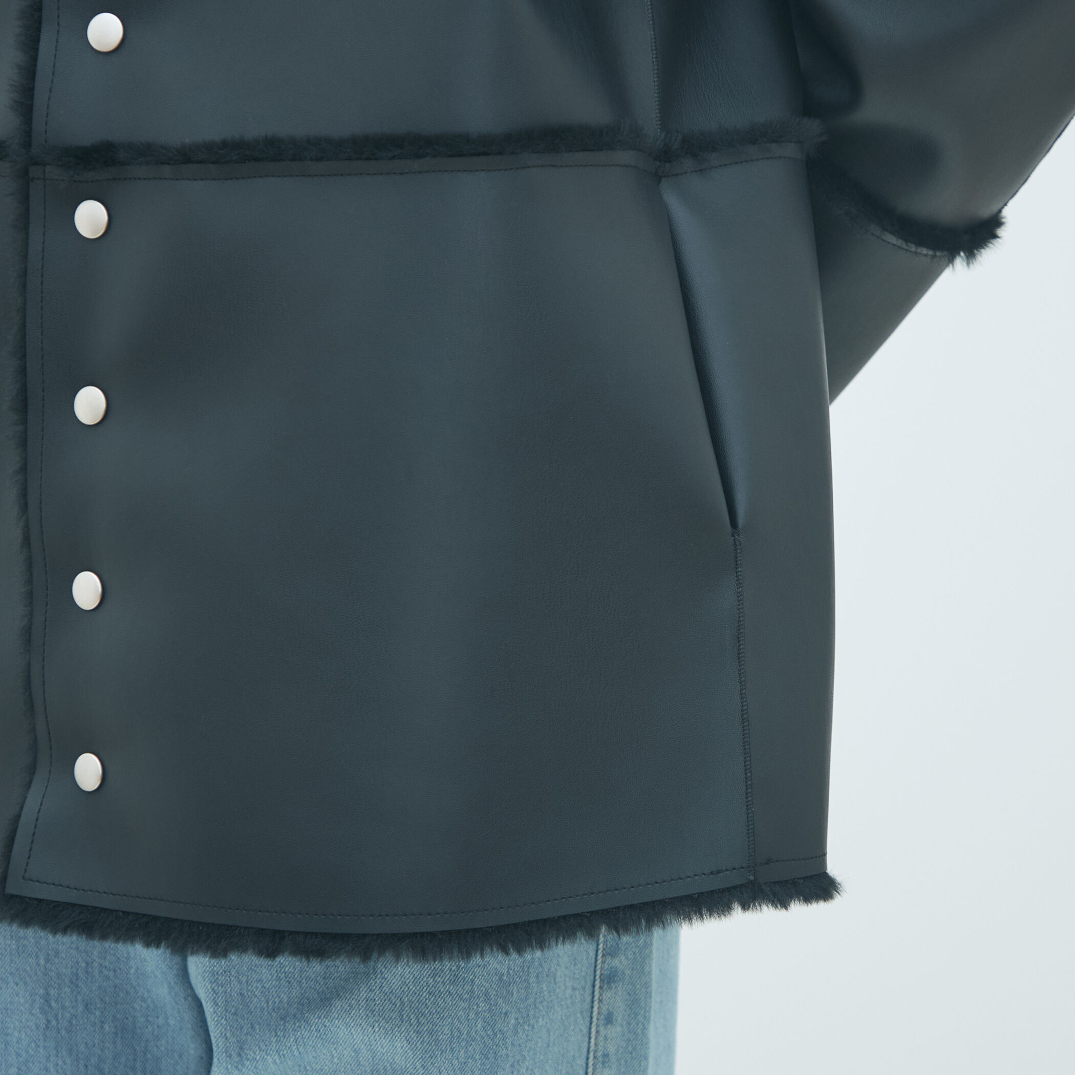 フェイクムートン リバーシブルショートコート