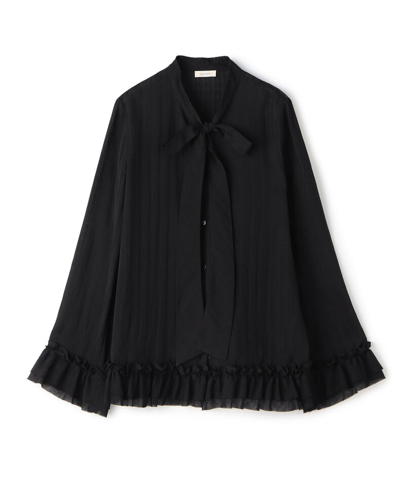 ドットストライプジャカード フリルブラウス