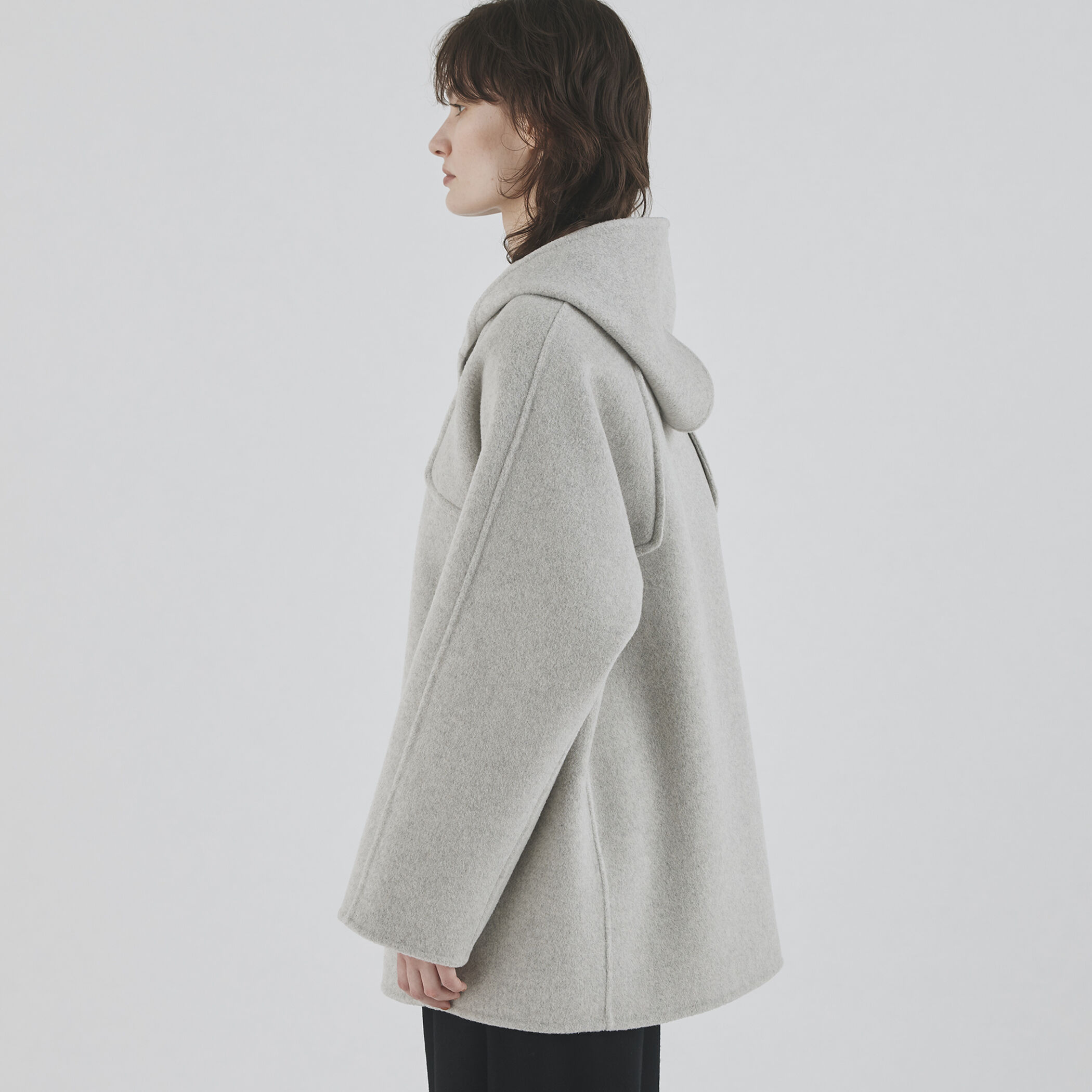 23AW✨セオリー ウールカシミヤ フーデッドコート ダブルフェイス 紺 P 23AW✨セオリー ウールカシミヤ フーデッドコート ダブル