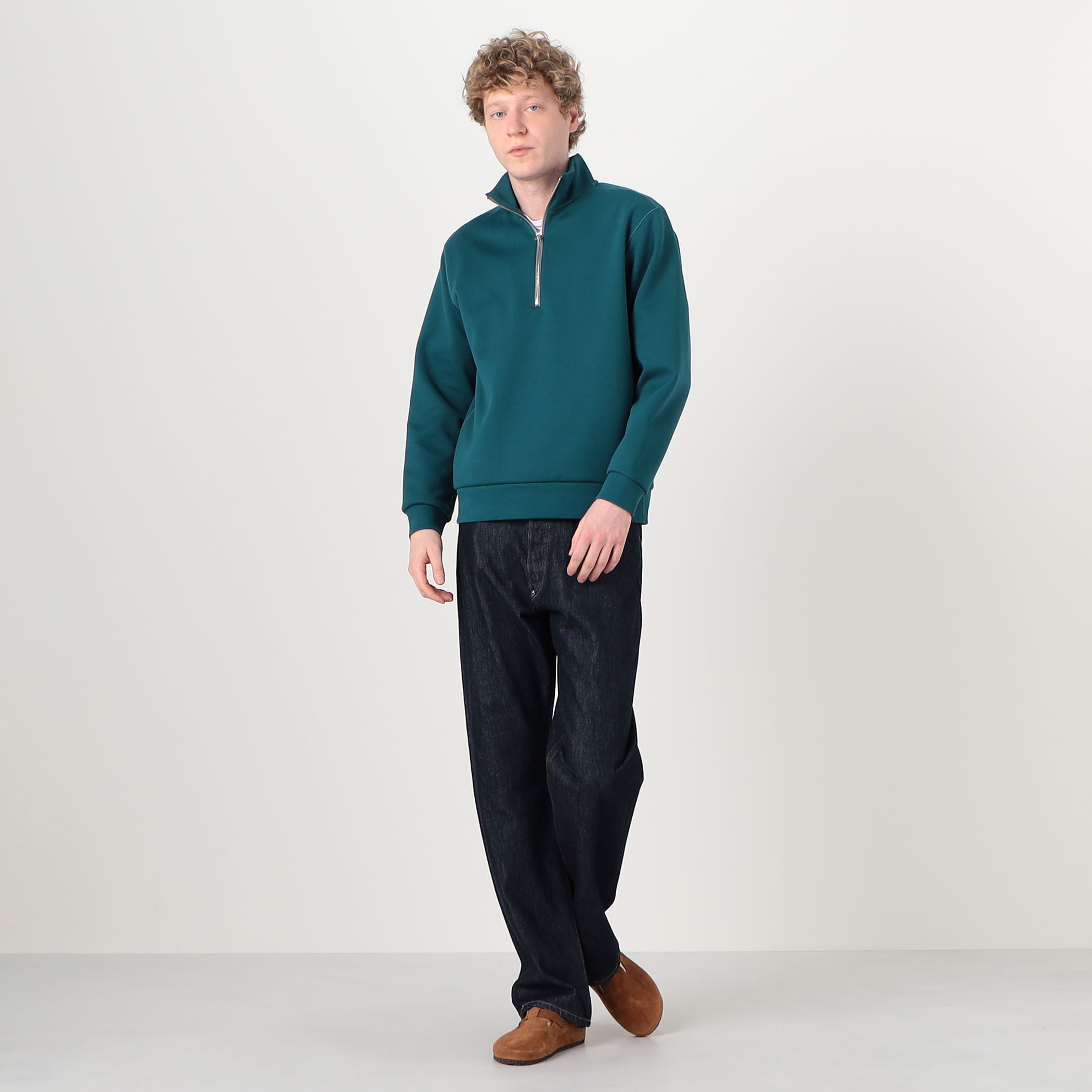 スビンコットンダンボール ハーフジッププルオーバースウェット