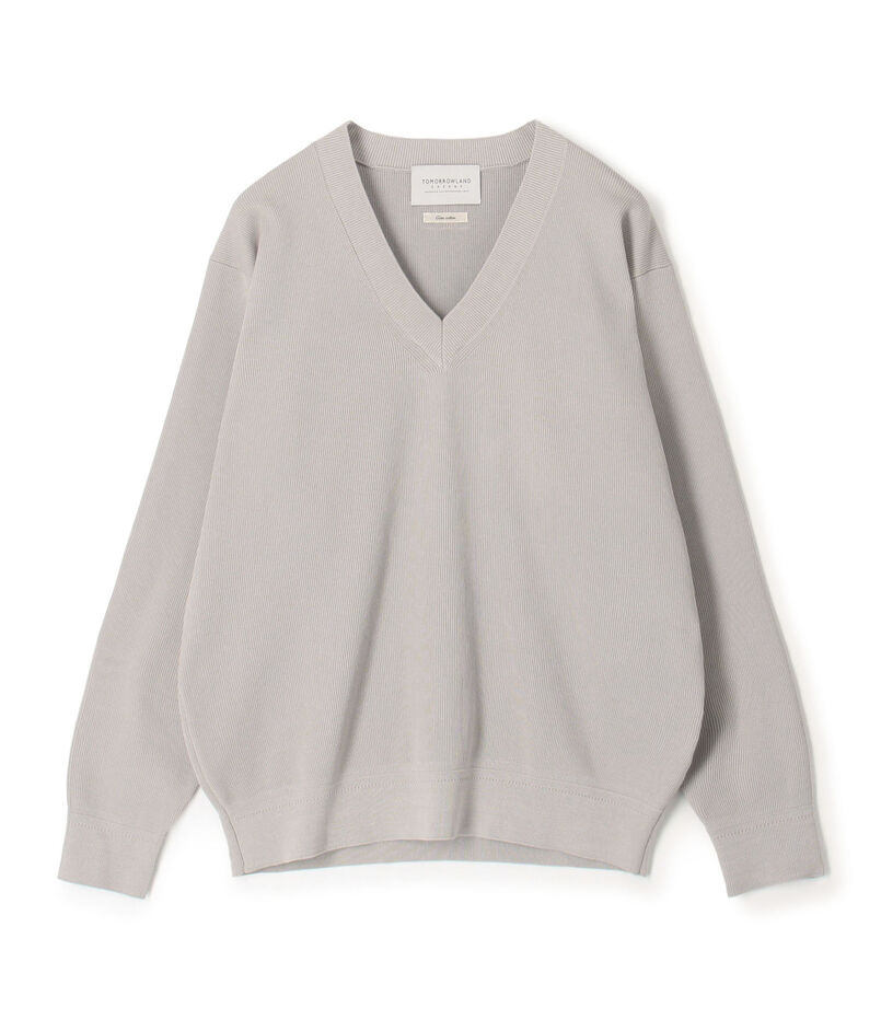 TOMORROWLAND tricot ギザコットンポリエステルプレーティング  Vネックニット