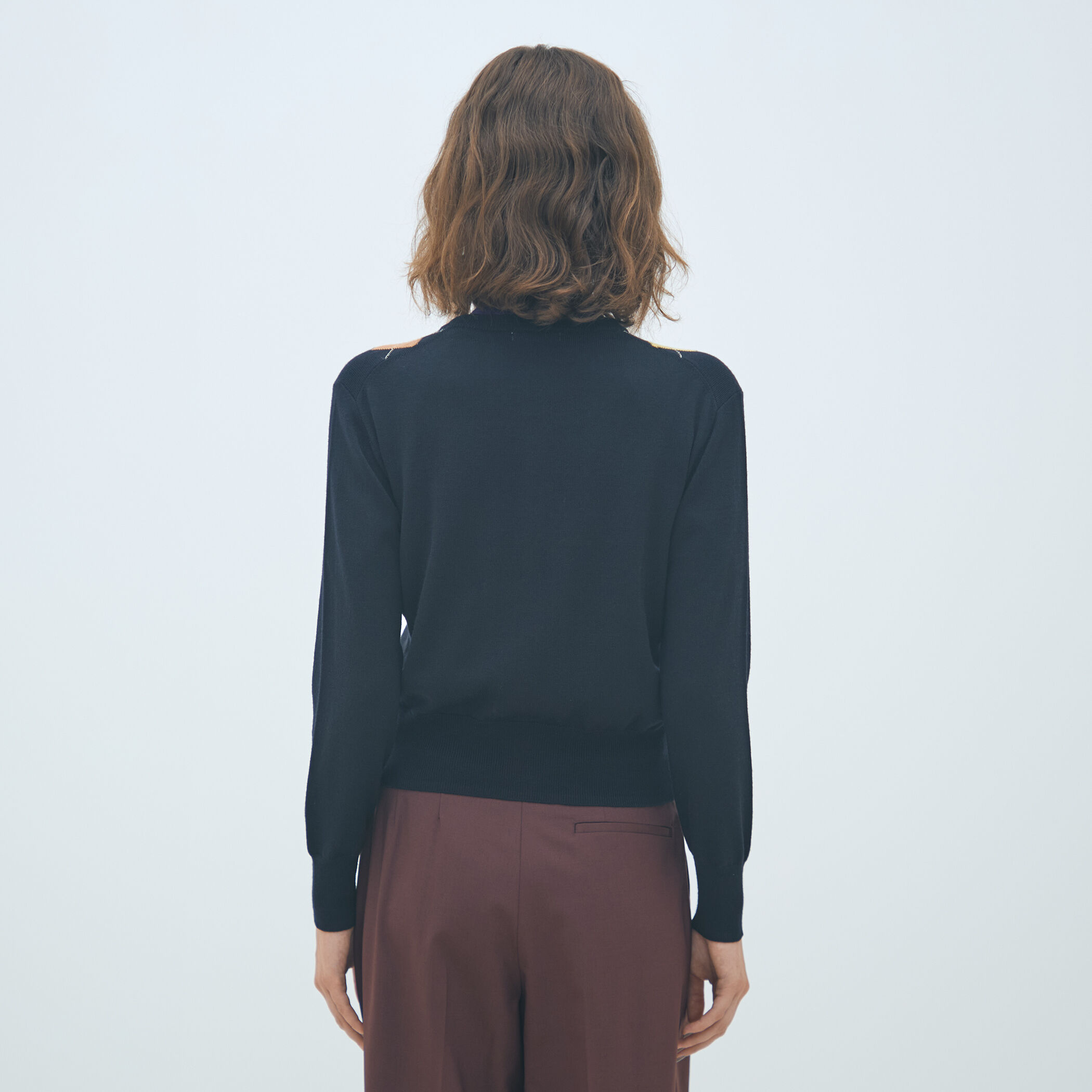 のりトリコアーガイルカーディガンM 棒タイ　ウール アーガイル モヘア ニットカーディガン - ダイリク レディース