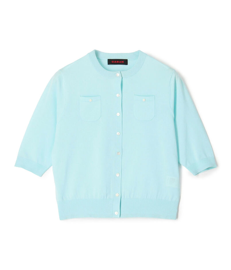 CABaN ファインポリエステル ハーフスリーブポケットカーディガン  
