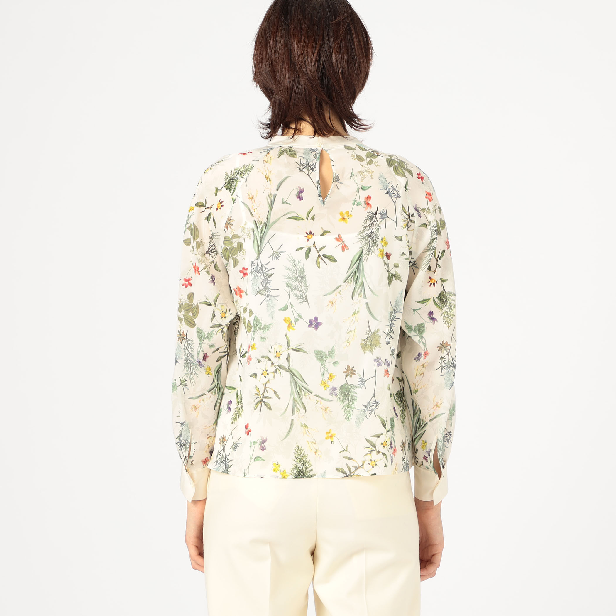 インセクトパフュームプリント ネックギャザーブラウス