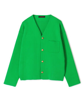 コットンカシミヤ ハイVネックカーディガン