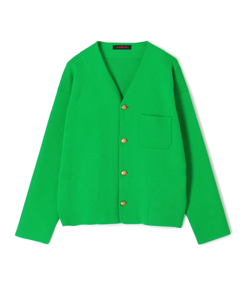 コットンカシミヤ ハイVネックカーディガン