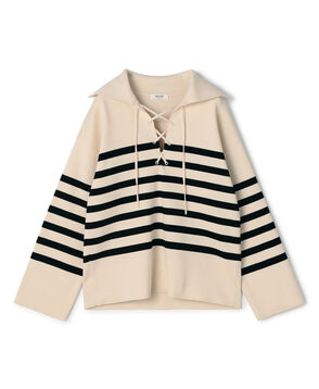 ■パネルボーダー レースアッププルオーバー