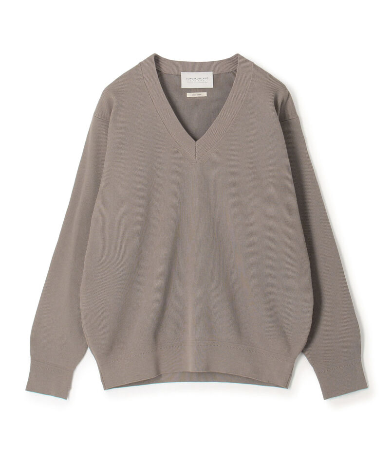 TOMORROWLAND tricot ギザコットンポリエステルプレーティング  Vネックニット