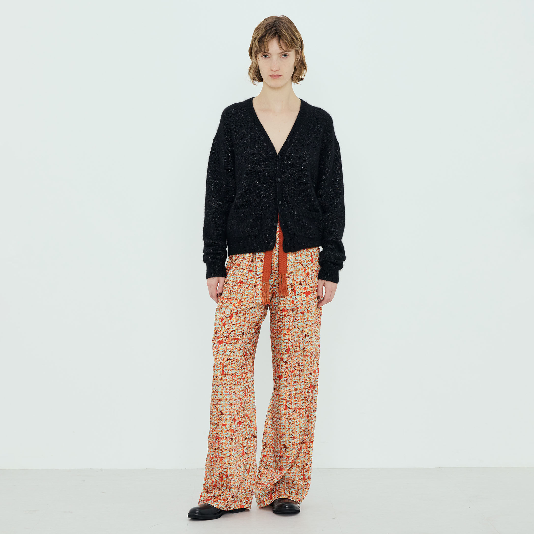 ポリエステル ツイードプリント リラックスパンツ｜トゥモローランド