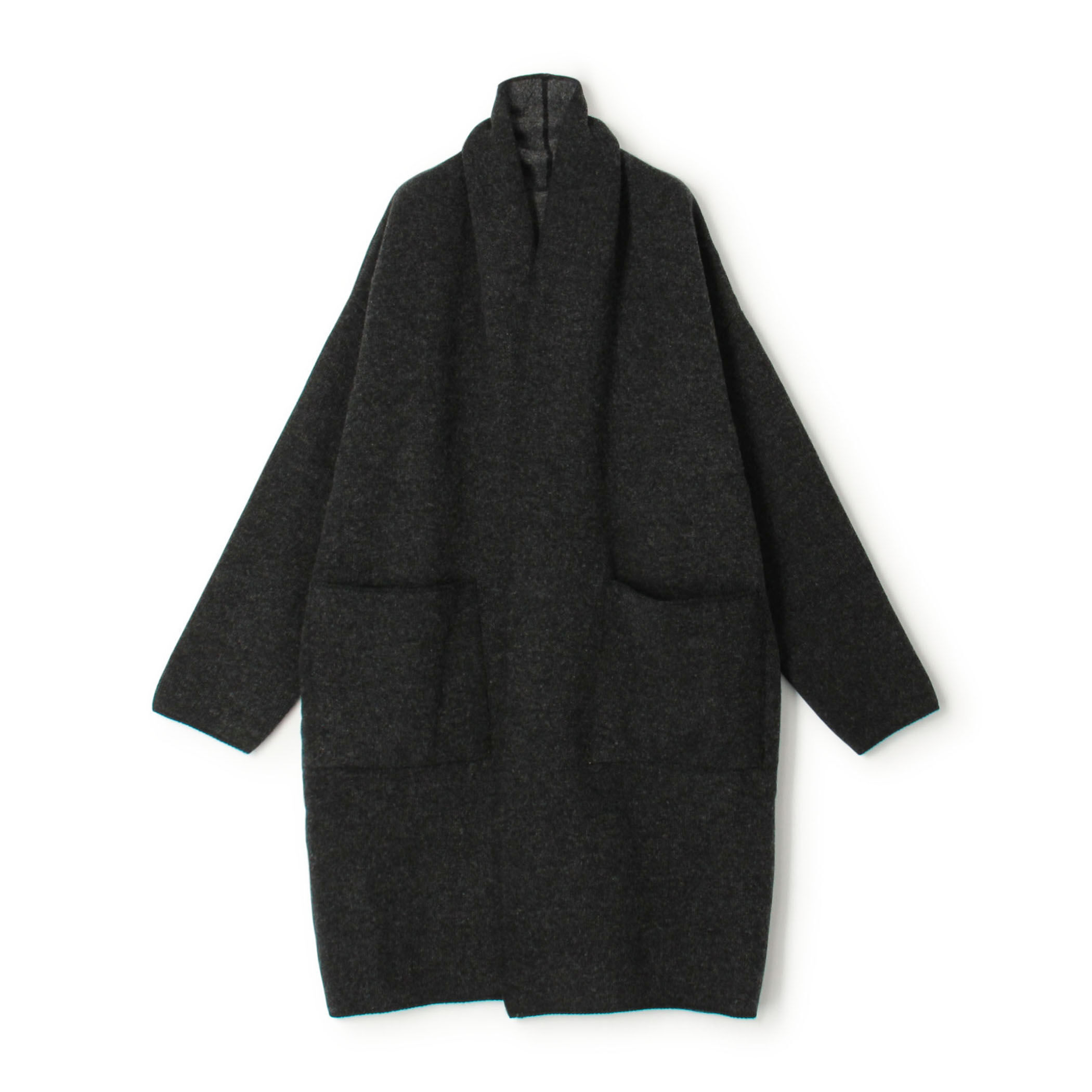 Papas ダブルフェイス ジャケットコート チャコールグレー □ダブルフェイスパイル ショールカラーコート｜トゥモローランド 公式通販