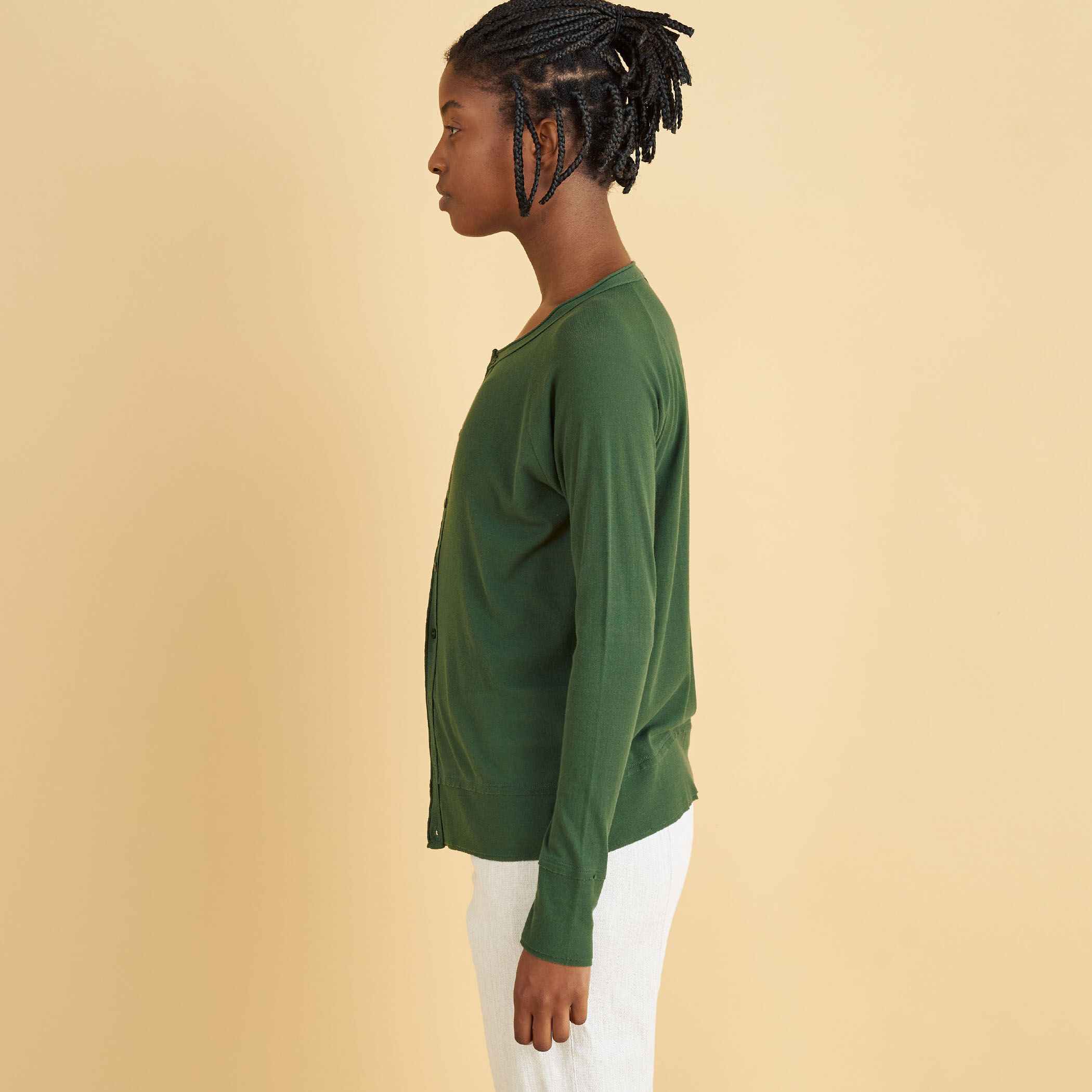 GALERIE VIE◆23SS/ガーゼフライスジャージークルーネックカーディガン/コットン/WHT/23-03-31-03309 ガーゼフライスジャージー クルーネックカーディガン