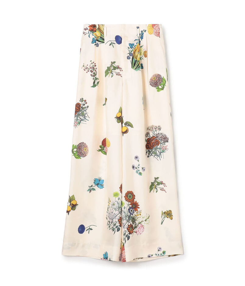 シルク BOUQUETプリント 2タックワイドパンツ
