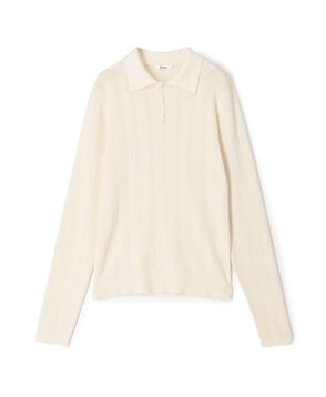 コットンカシミヤ ロングスリーブ ニットポロ