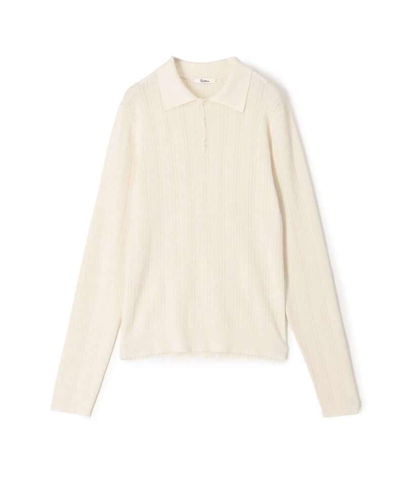 コットンカシミヤ ロングスリーブ ニットポロ