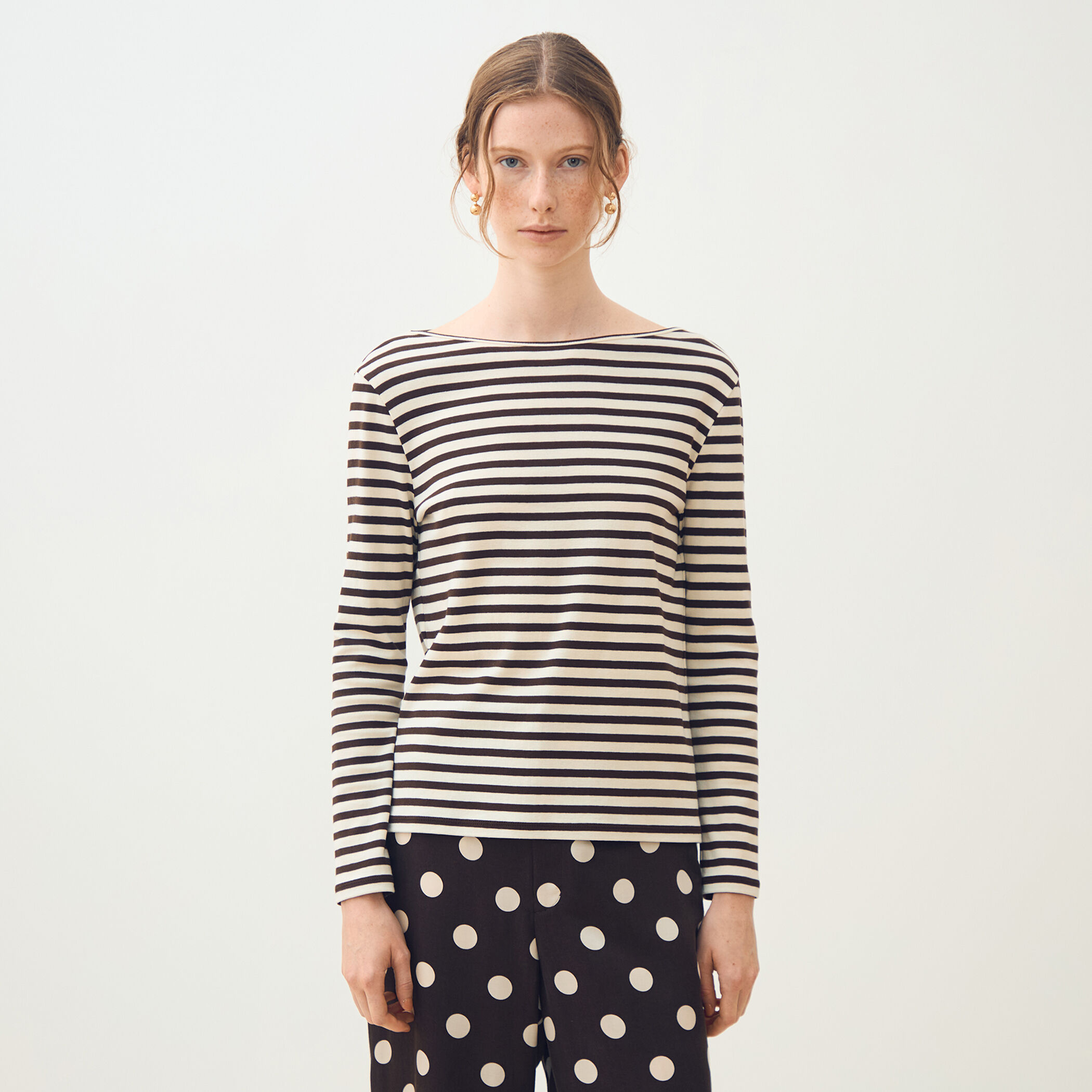 コットンフライスボーダー ロングスリーブプルオーバー