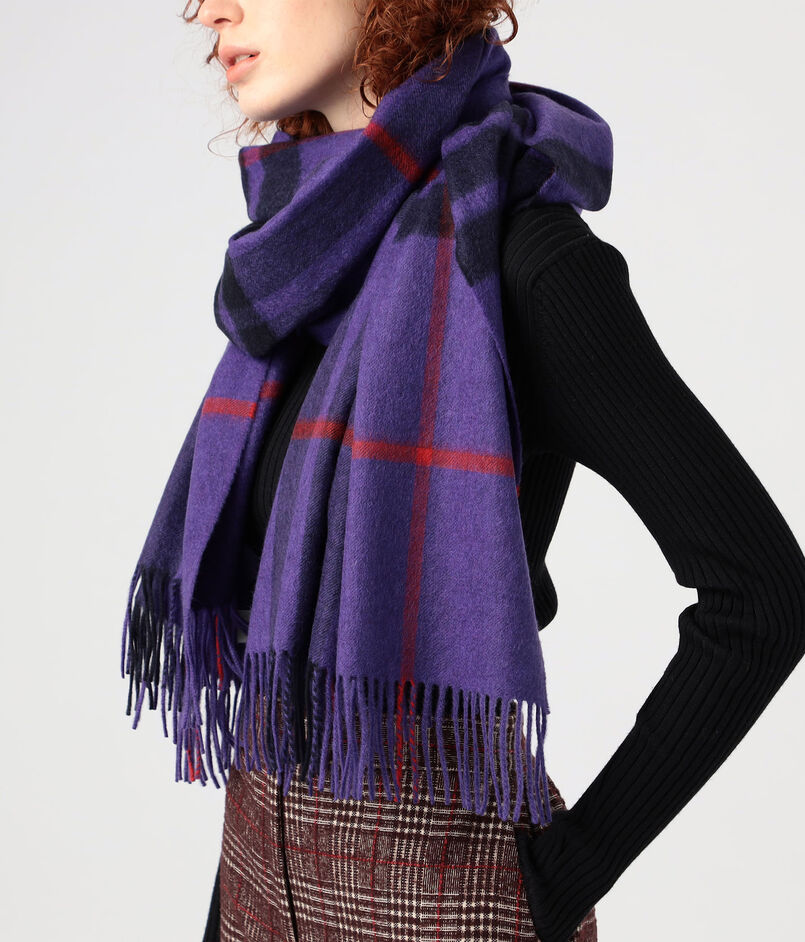 Johnstons of Elgin カシミヤ チェックストール 