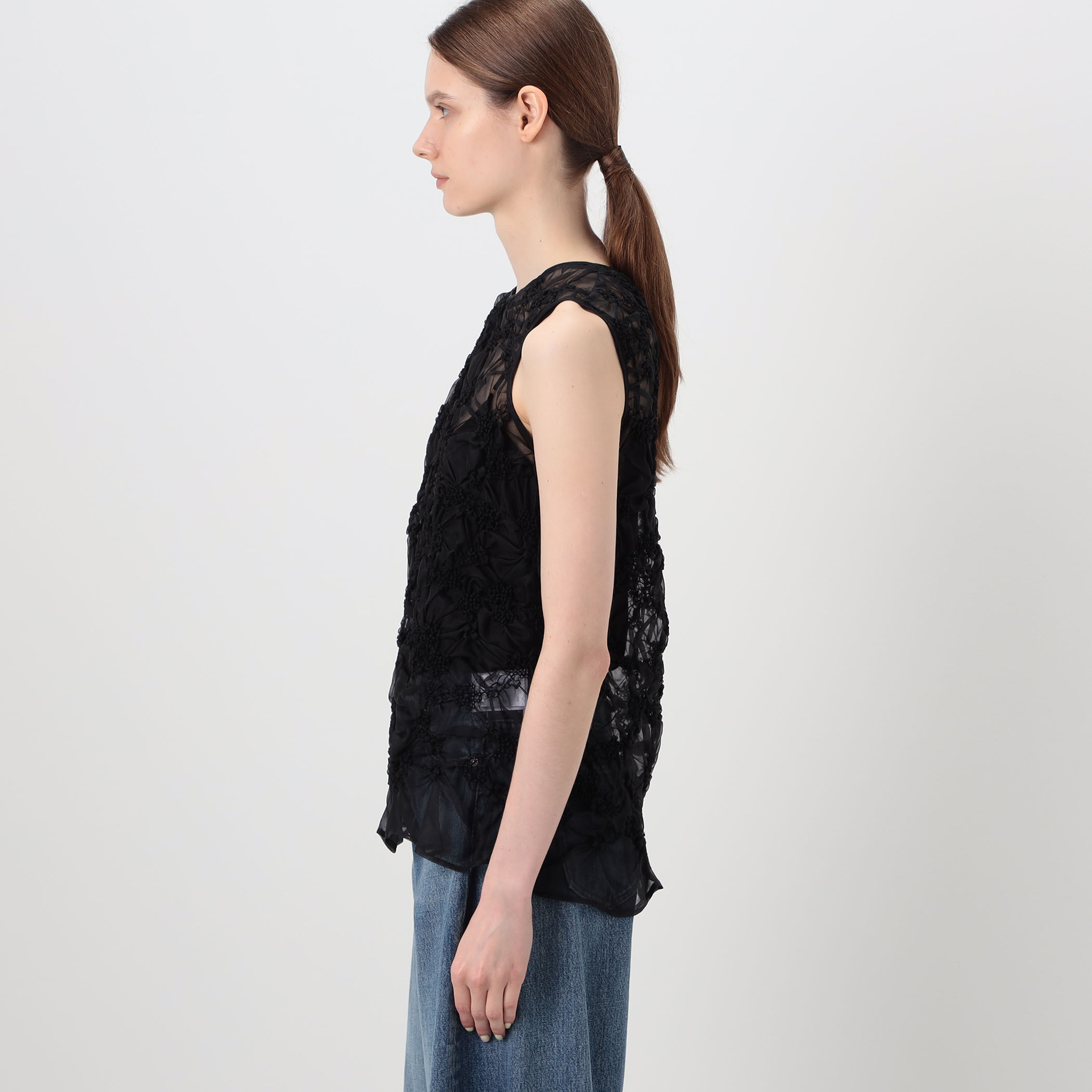 CECILIE BAHNSEN UTANIA TOP シアー スリーブレストップ