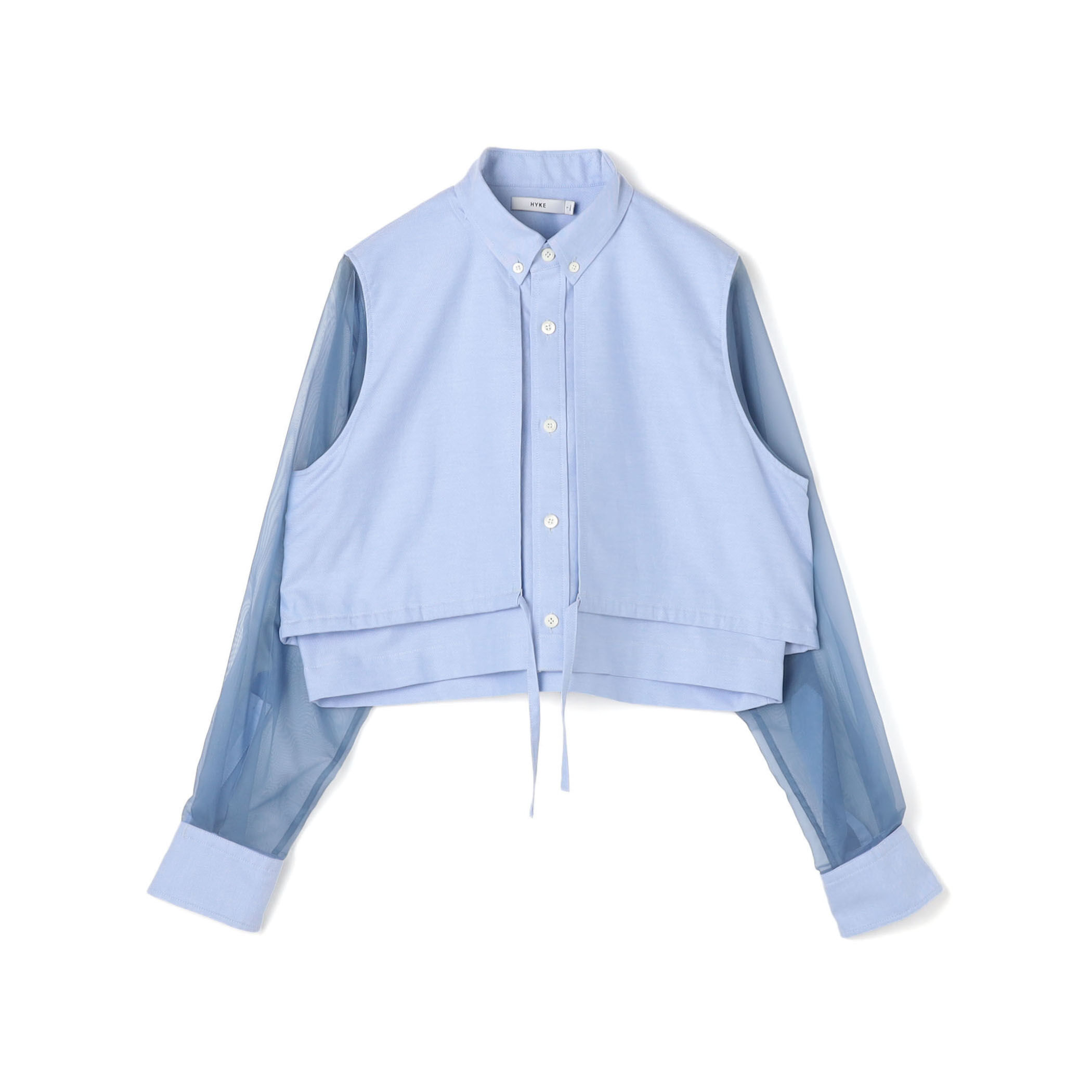 HYKE OXFORD SHEER SLEEVE SHIRT オックスフォード シアースリーブ  222-15178 長袖シャツ ホワイト レディース ハイク【中古】5-0203M∞ HYKE - HYKE OXFORD SHEER SLEEVE SHIRT オックスフォード シアー