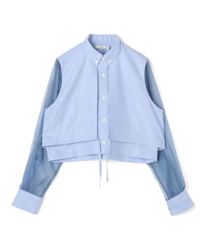 HYKE OXFORD SHEER SLEEVE SHIRT シアースリーブシャツ