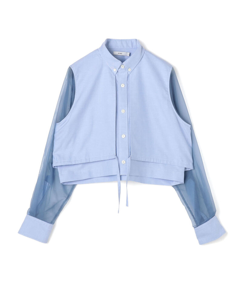HYKE OXFORD SHEER SLEEVE SHIRT シアースリーブシャツ