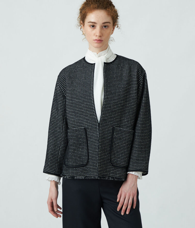 TOMORROWLAND Ballsey 割り ワッフルツイード ノーカラージャケット 