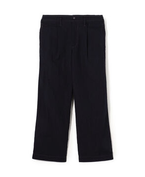 コットンリネンキュプラ 1プリーツワイドストレート バレルパンツ