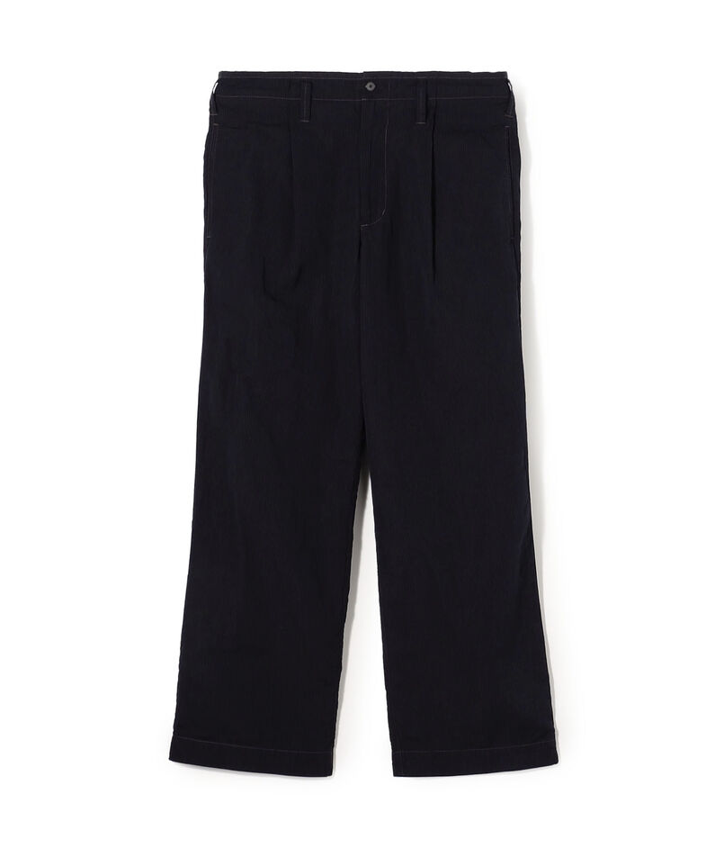 コットンリネンキュプラ 1プリーツワイドストレート バレルパンツ