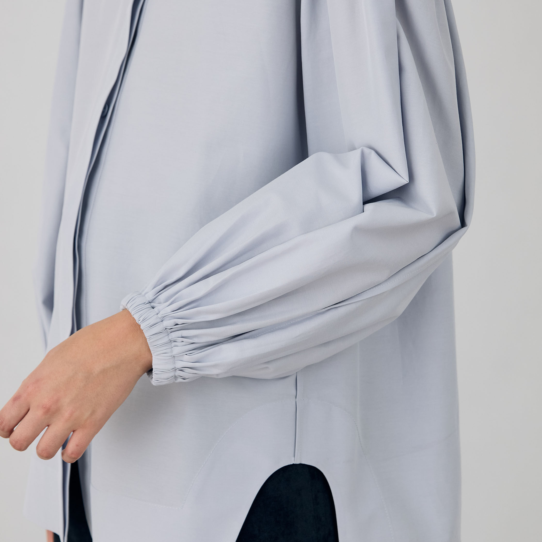 コットンシルクポプリン タックチュニックシャツ｜トゥモローランド