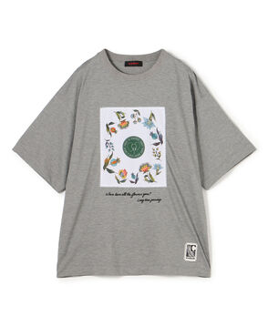CABaN スビンコットン フラワーサークルプリントＴシャツ